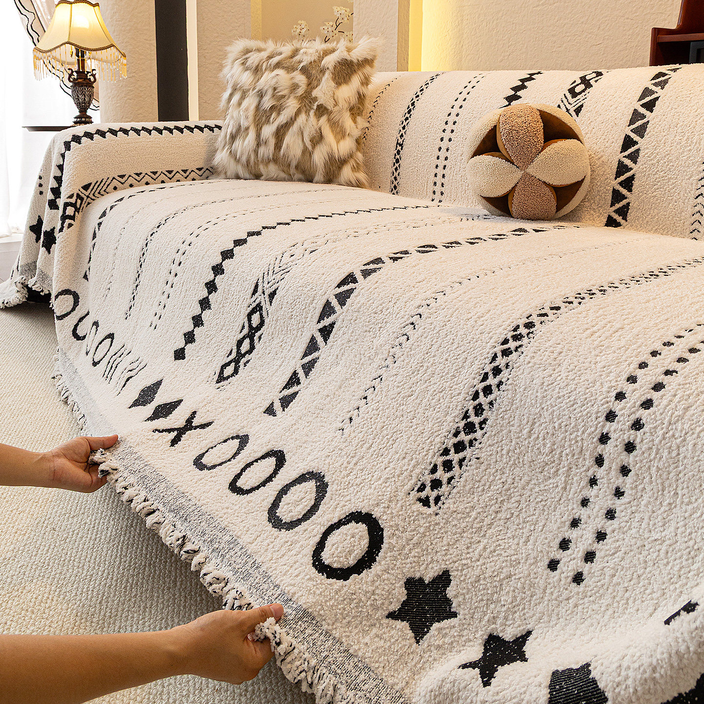 2025新款秋冬季沙发巾一片式毛绒厚实沙发盖布奶油风防猫抓沙发垫,居家布艺,沙发套,淘宝优惠券,粉丝福利购,淘宝优惠卷