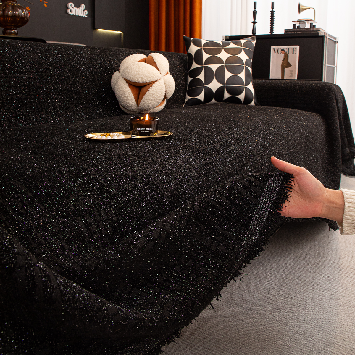 雪尼尔沙发盖布巾轻奢现代四季通用高级感2025新款沙发套罩沙发毯,居家布艺,沙发套,淘宝优惠券,粉丝福利购,淘宝优惠卷