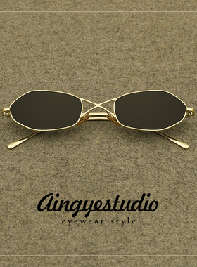 复古墨镜男高级感多边形交叉小框眼镜女款潮流痞帅个性太阳镜小脸