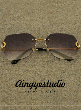 2026新款太阳镜女款时尚气质无边框渐变色高级感大脸显瘦素颜墨镜