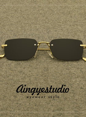 超轻无框太阳镜女2025新款渐变色方形无边框复古墨镜男潮防紫外线