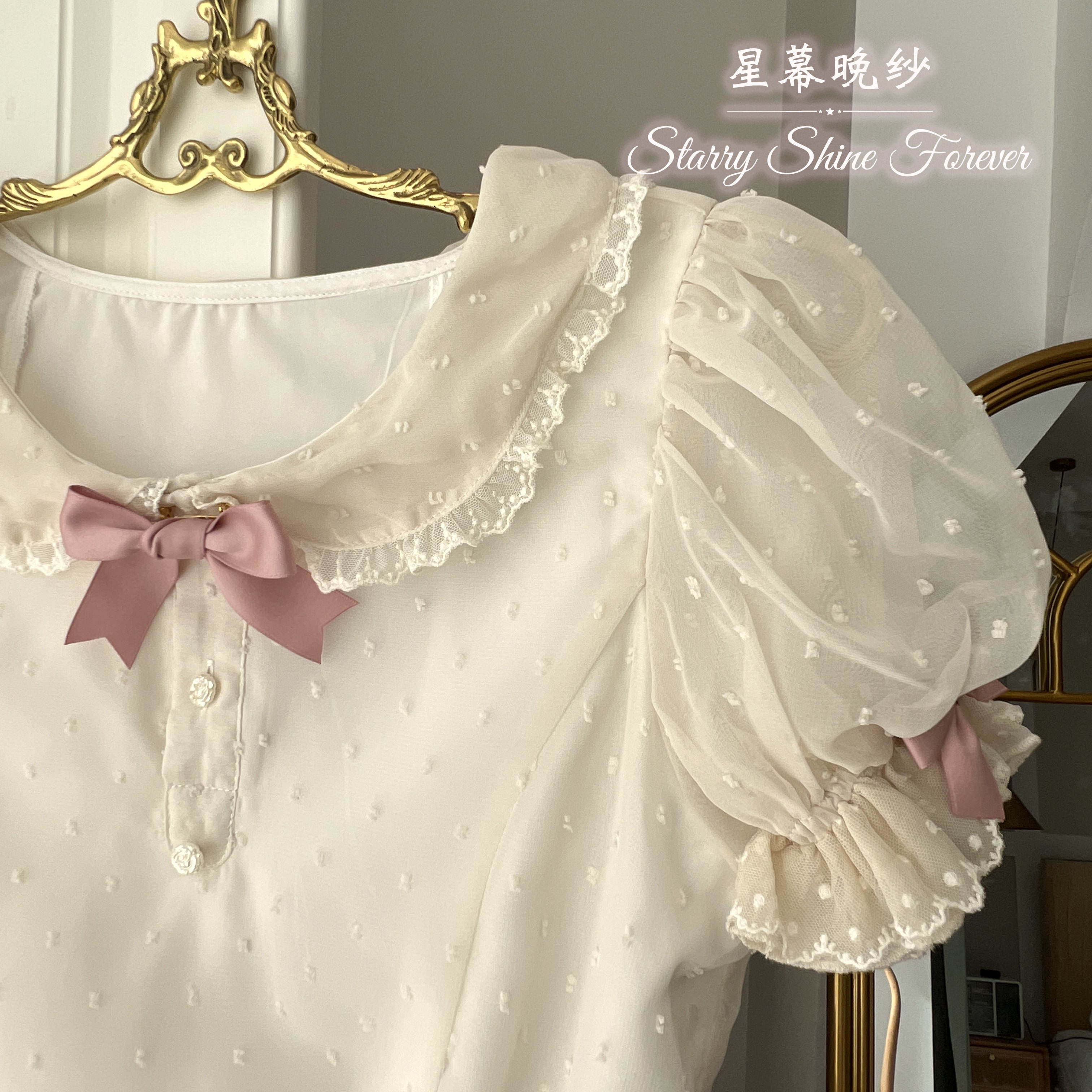 【水玉点点内搭】【售完展示】可爱雪纺泡泡衬衫doll生成百搭