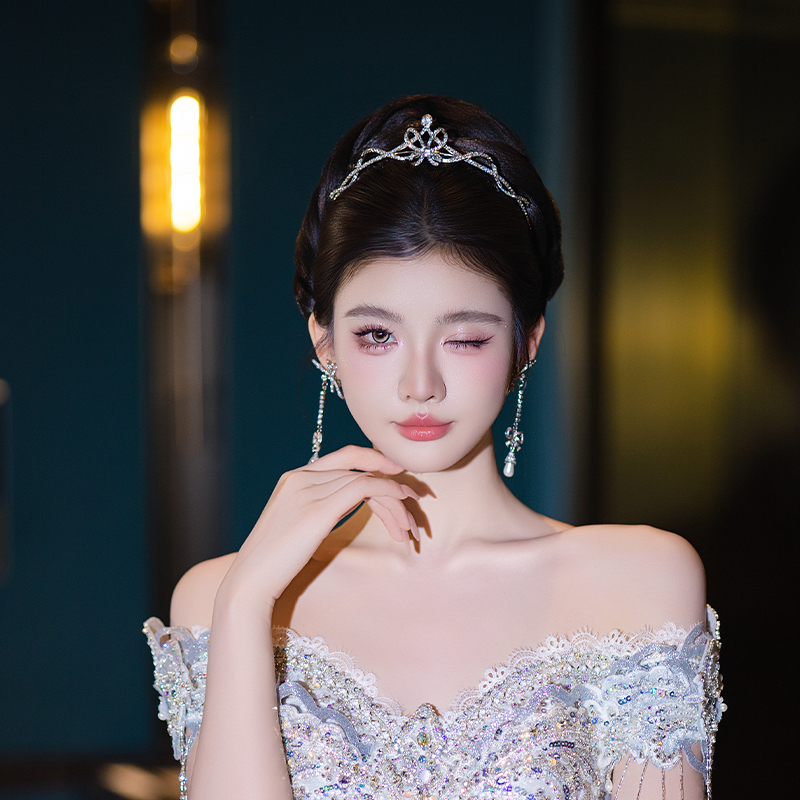 韩式新娘气质甜美皇冠精致闪亮婚礼简约蝴蝶森系礼服舞会生日王冠
