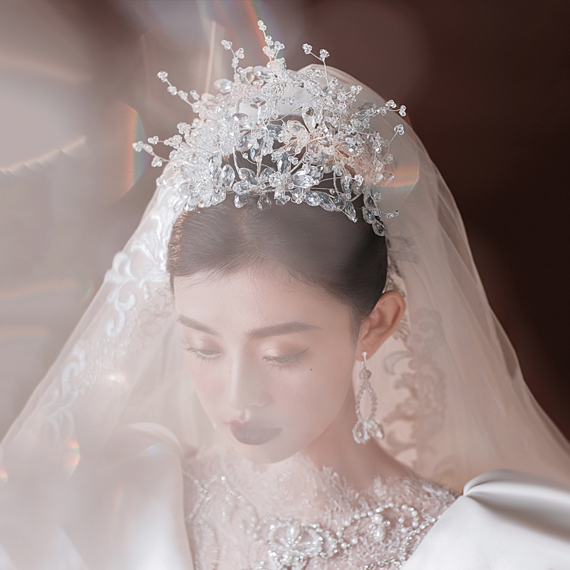 水晶皇冠唯美日韩造型超仙拍照生日婚纱礼服公主写真配饰时尚新娘