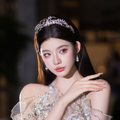 新娘头饰珍珠气质皇冠婚纱礼服优雅满钻小冠韩系结婚高级感发饰品