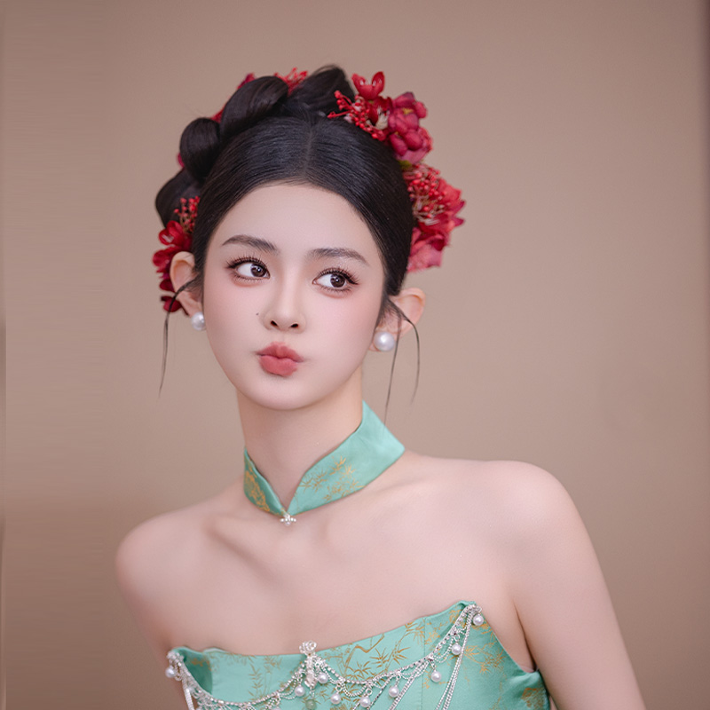 森系新娘高级复古小众减龄头饰结婚礼服旗袍敬酒服百搭配饰品套装