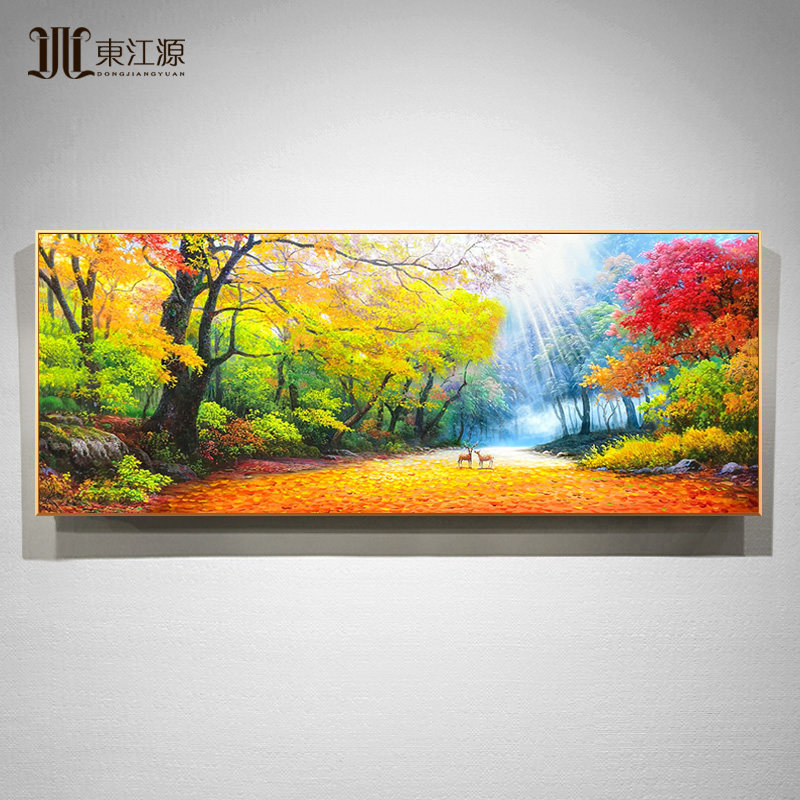 手绘油画客厅装饰画沙发背景风景画现代简约轻奢挂画大芬油画村