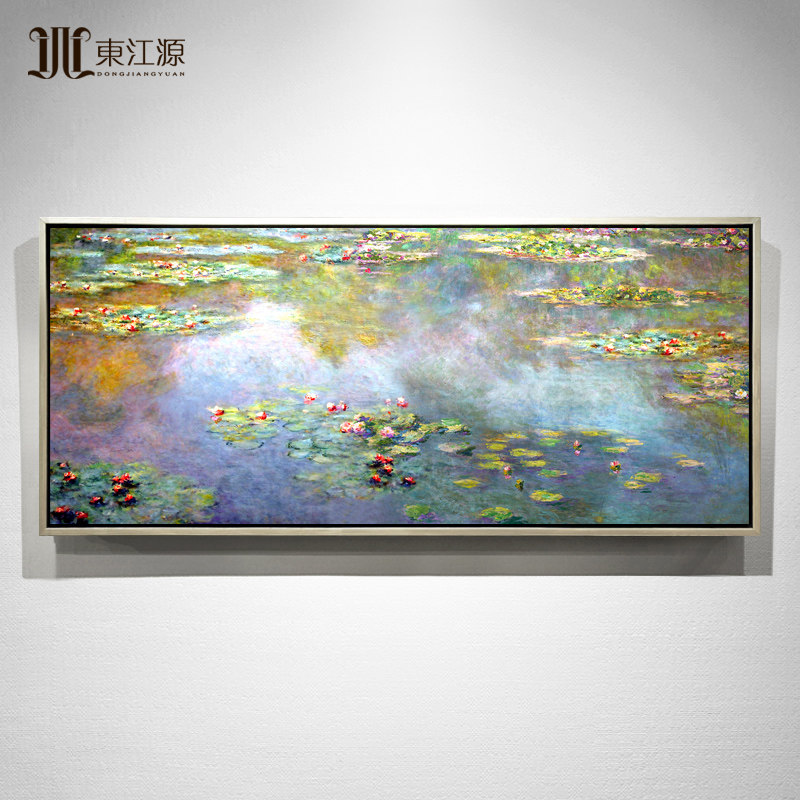 莫奈睡莲油画艺术手绘装饰画沙发背景客厅欧式美式餐厅挂画大芬村