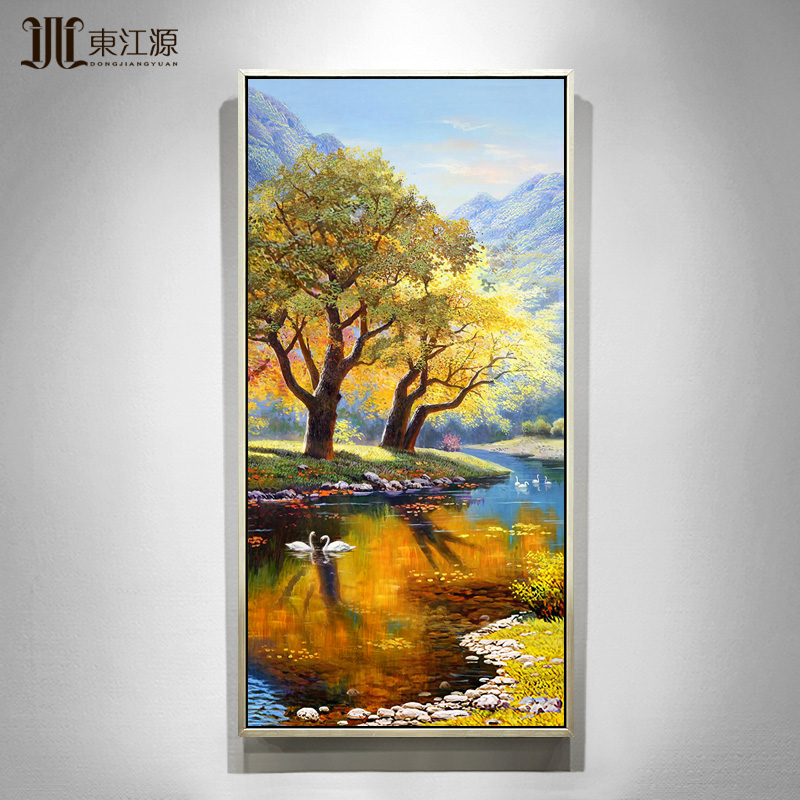 微喷晶瓷玄关美式山水风景轻奢挂画大芬晶瓷村客厅装饰画定制图片