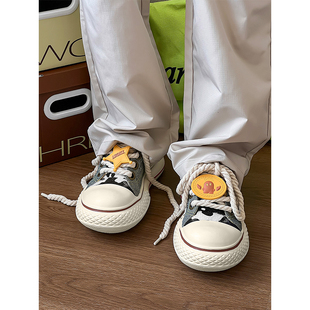 联名款胡迪牛仔帆布鞋男女同款厚底增高休闲情侣板鞋夏季大头鞋潮