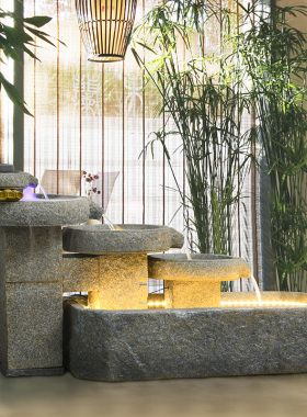 家家水美 石磨流水喷泉摆件办公室创意假山景观客厅庭院招财装饰