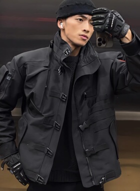 GUNCHILL户外机能工装夹克男秋季2024防风防水机车战术服立领外套