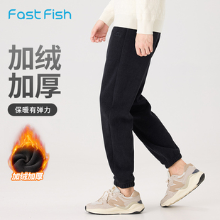 快鱼2025冬新款男士加厚休闲束脚裤欧棉绒抗风保暖简单百搭显瘦