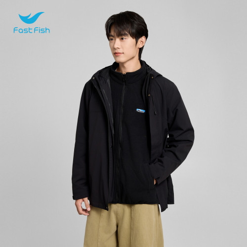 【山河系列】快鱼初冬可拆卸三合一户外运动登山服连帽夹克男外套