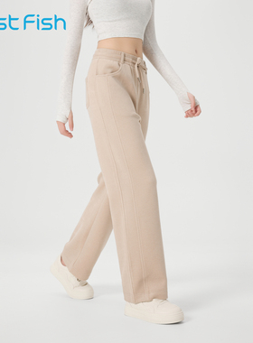 快鱼宽松直筒休闲裤女2025年冬新款简约百搭慵懒高腰显腿长运动裤