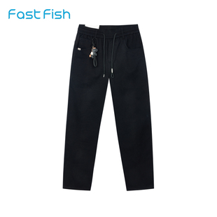 快鱼2025新款男士休闲裤宽松版型修饰腿型简单百搭松紧腰男士裤子