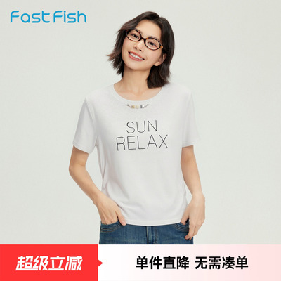 百搭慵懒度假风圆领短袖