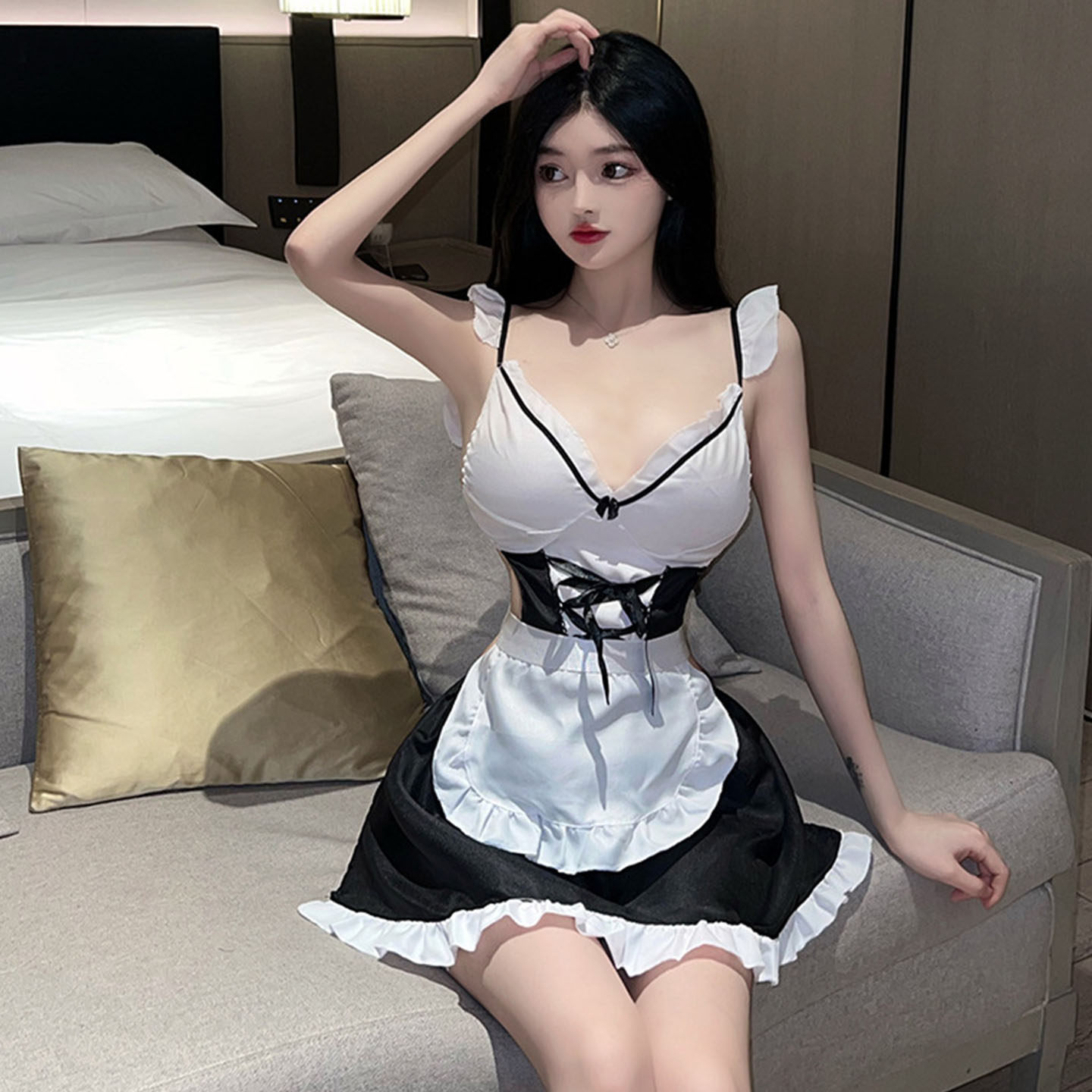 【心相依】甜心清新女神性感纯欲风吊带装制服套装修身显瘦装睡裙