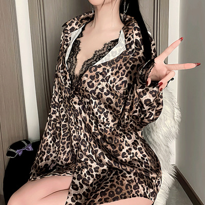 豹纹甜心性感睡衣女款纯欲风睡裙