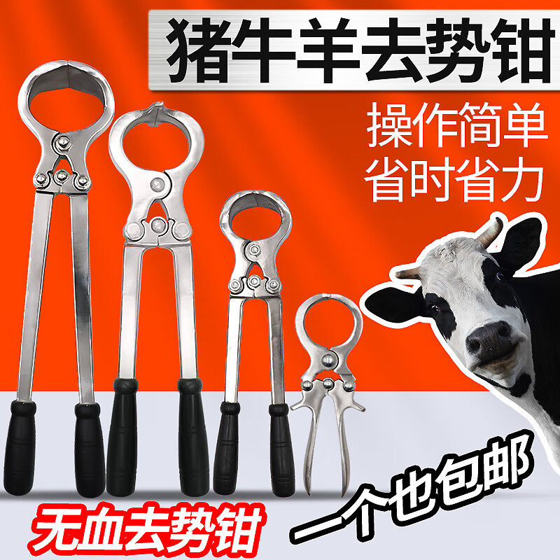 不锈钢羊用去势钳牛用无血去势钳煽羊钳子猪用阉割钳羊夹蛋用钳|