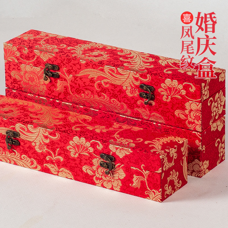 凤凰纹锦缎婚书锦盒卷轴订婚书呈结婚礼盒古文玩礼品盒子现货批发