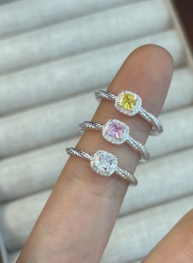 足银990小方糖戒指送女友活口戒指高级感简约女戒指