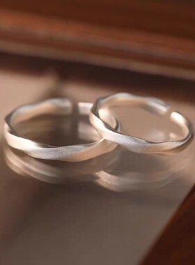 足银999纯银磨砂莫比乌斯戒指女小众设计感高级轻奢戒开口可调节