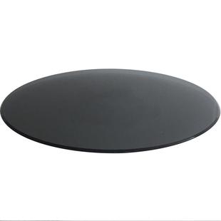 博宴欧洲灰深色钢化玻璃圆桌茶几洽谈桌面角几茶台玄关独脚桌台面