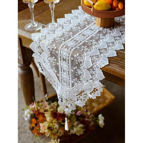 蕾丝表旗布欧式电视柜罩布茶几织物条美国无障碍豪华装饰毛巾在表