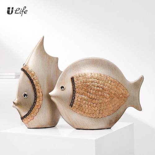 高档欧式摆件创意陶瓷摆设客厅工艺品情侣鱼电视柜酒柜玄关结婚