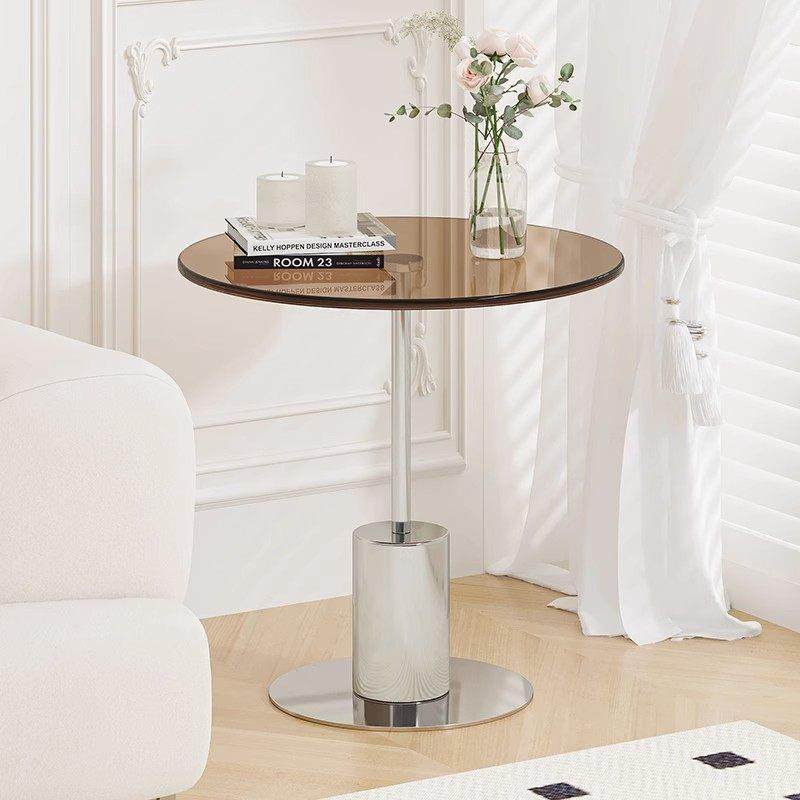 迷你沙发边几茶几客厅家用创意岩板角几床头不锈钢玻璃小圆桌子,家居饰品,落地摆件,淘宝优惠券,粉丝福利购,淘宝优惠卷