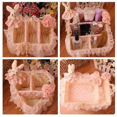 包邮可爱创意藤编水果糖果篮子 田园蕾丝收纳篮 首饰盒收纳筐储物,收纳整理,其他收纳篮,淘宝优惠券,粉丝福利购,淘宝优惠卷