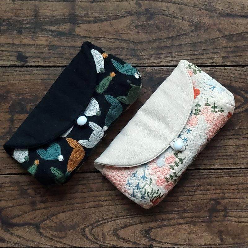 文手作 眼镜袋夹棉防摔刺绣棉麻收纳包太阳镜墨镜 眼镜盒保护套,收纳整理,眼镜收纳盒,淘宝优惠券,粉丝福利购,淘宝优惠卷