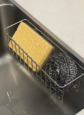 【厨房好物】水槽架吸盘沥水碗架清洁海绵钢丝球收纳架铁艺置物架