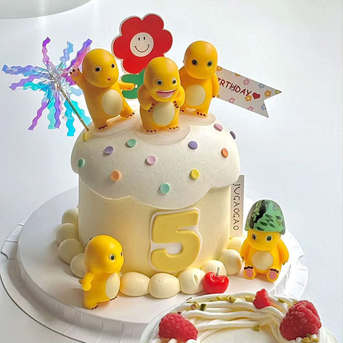 儿童奶龙龙年周岁生日蛋糕装饰品