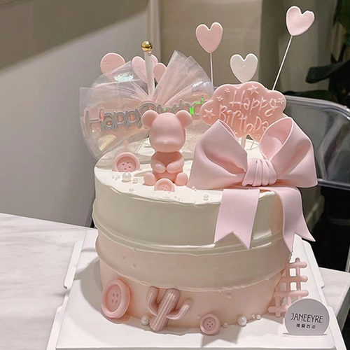 可爱女生粉色生日蛋糕小熊模具