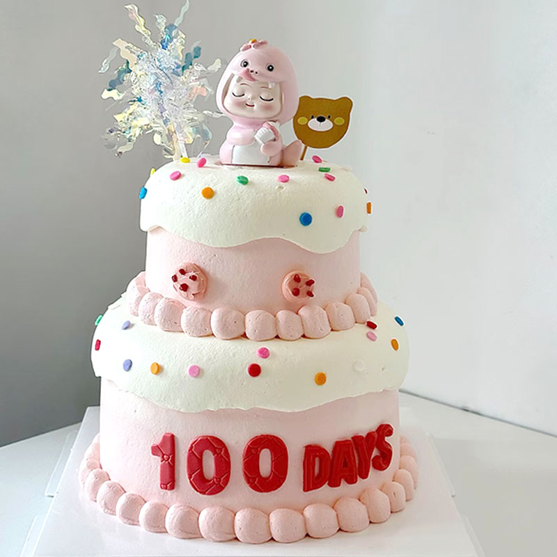 儿童满月蛇宝宝女孩蛋糕装饰摆件