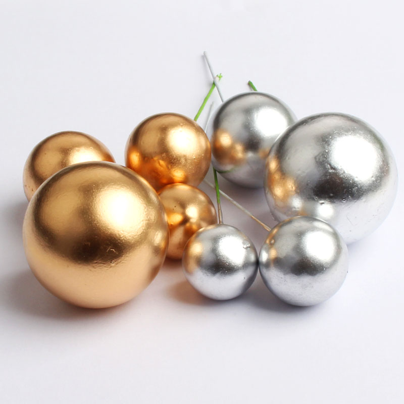 金球银球蛋糕装饰插件 高冷金色气球生日蛋糕摆件 甜品台烘焙配件