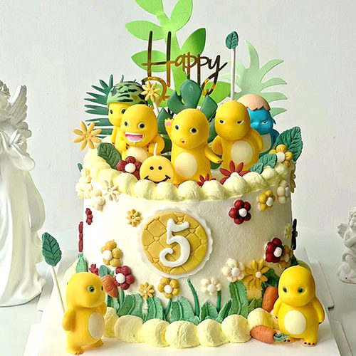 网红可爱奶龙小朋友生日蛋糕装饰