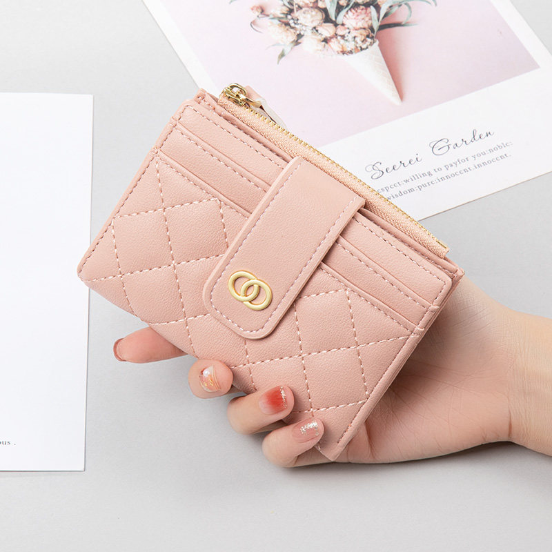 小钱包女短款2022新款ins潮小众设计简约菱格女士钱包时尚零钱包