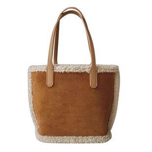 秋冬季羊羔毛包包女手提毛毛包复古百搭休闲棕色毛绒托特包手拎包