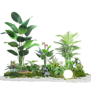 仿真植物造景橱窗楼梯下场景布置氛围花树装饰室内景观造景假绿植