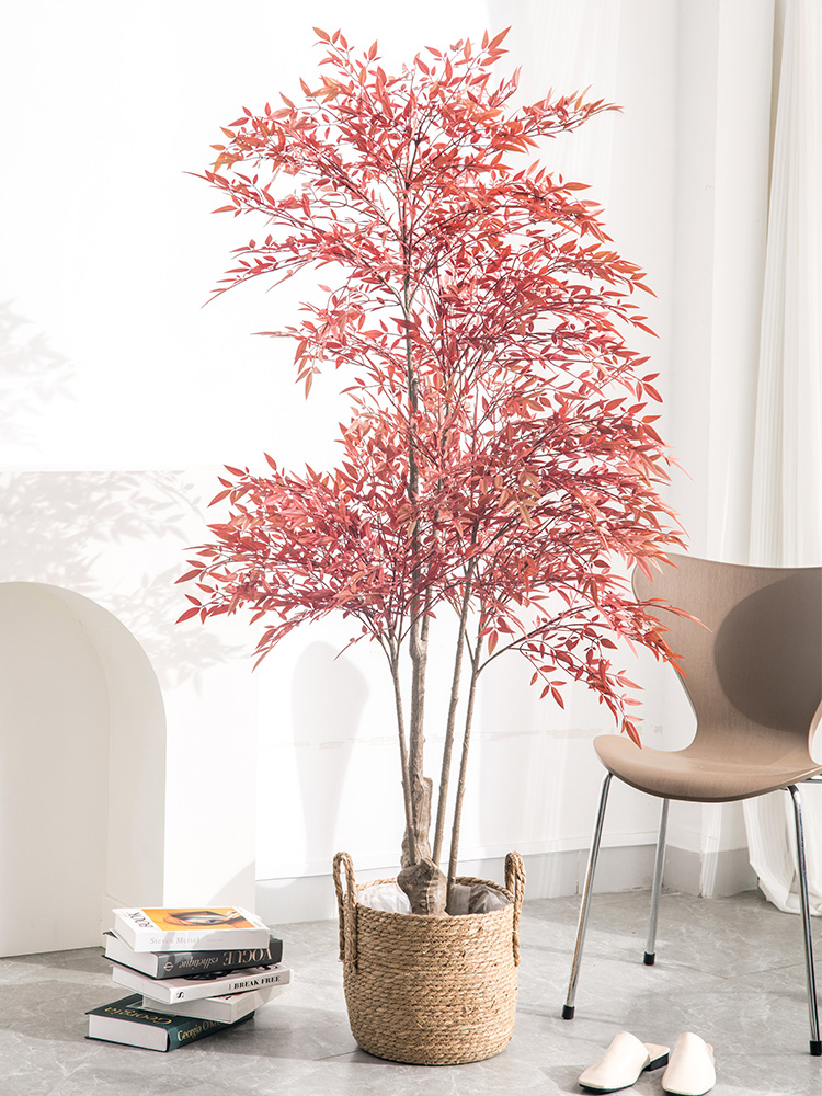 南天竹仿真绿植装饰客厅落地摆件大型室内高端轻奢假花仿真花摆设