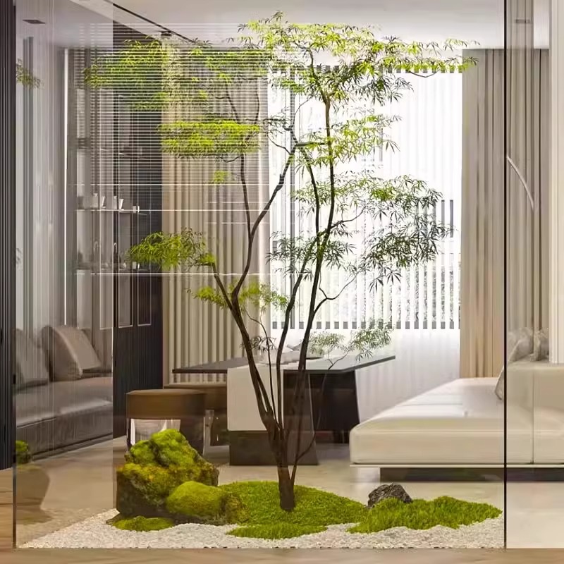 彷真绿色植物高端轻奢鸡爪槭树客厅彷生室内植物盆栽摆件落地装饰