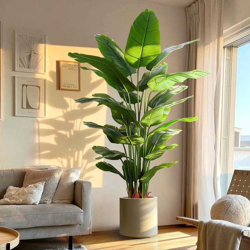 天堂鸟客厅大型摆件室内盆栽仿真绿植高端轻奢仿生花装饰树假植物