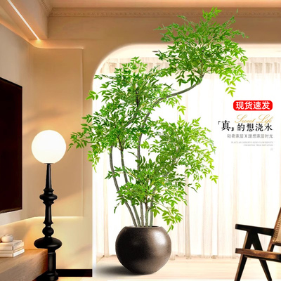 仿真南天竹高端轻奢风假树室内客厅装饰摆件落地造景仿生绿植盆栽