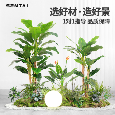 玄关大型景观楼梯下造景植物装饰