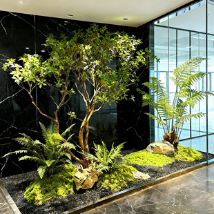 精品马醉木绿植造景橱窗植物室内仿真榕树楼梯下大型假树简约景观