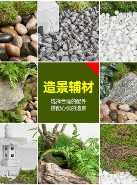 仿真植物庭院景观造景摆件鹅暖石白色石子落地盆栽绿植铺面装饰
