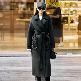 加厚双面呢羊绒大衣女长款秋冬新款高级感羊驼毛西装黑色毛呢外套